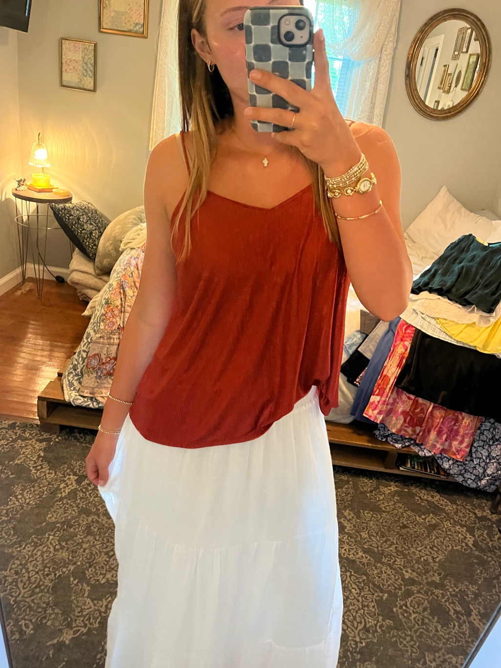 Love, Fire Rust Red V-Neck Camisole Tank Top